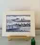 Bothy in the snow, original embroidered textile print - Image 3