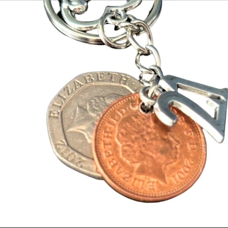 Coin Keyring 21st Keyring For Her Birthday Engraved Keyrings For