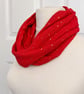 Red with Gold Speckles Infinity Scarf, 100% cotton  - Image 2