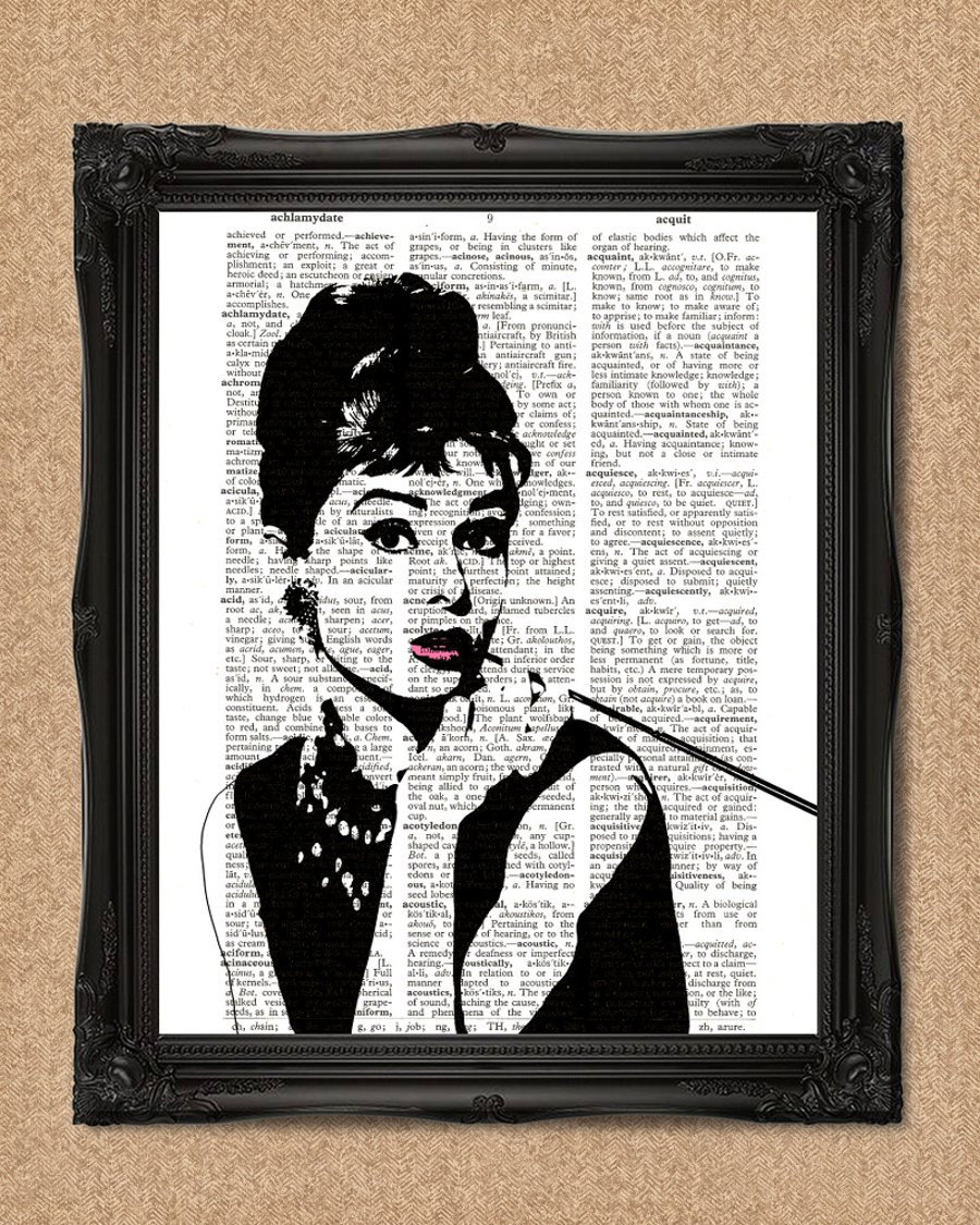 AUDREY HEPBURN DICTIONARY PRINT movie star magic art A136D