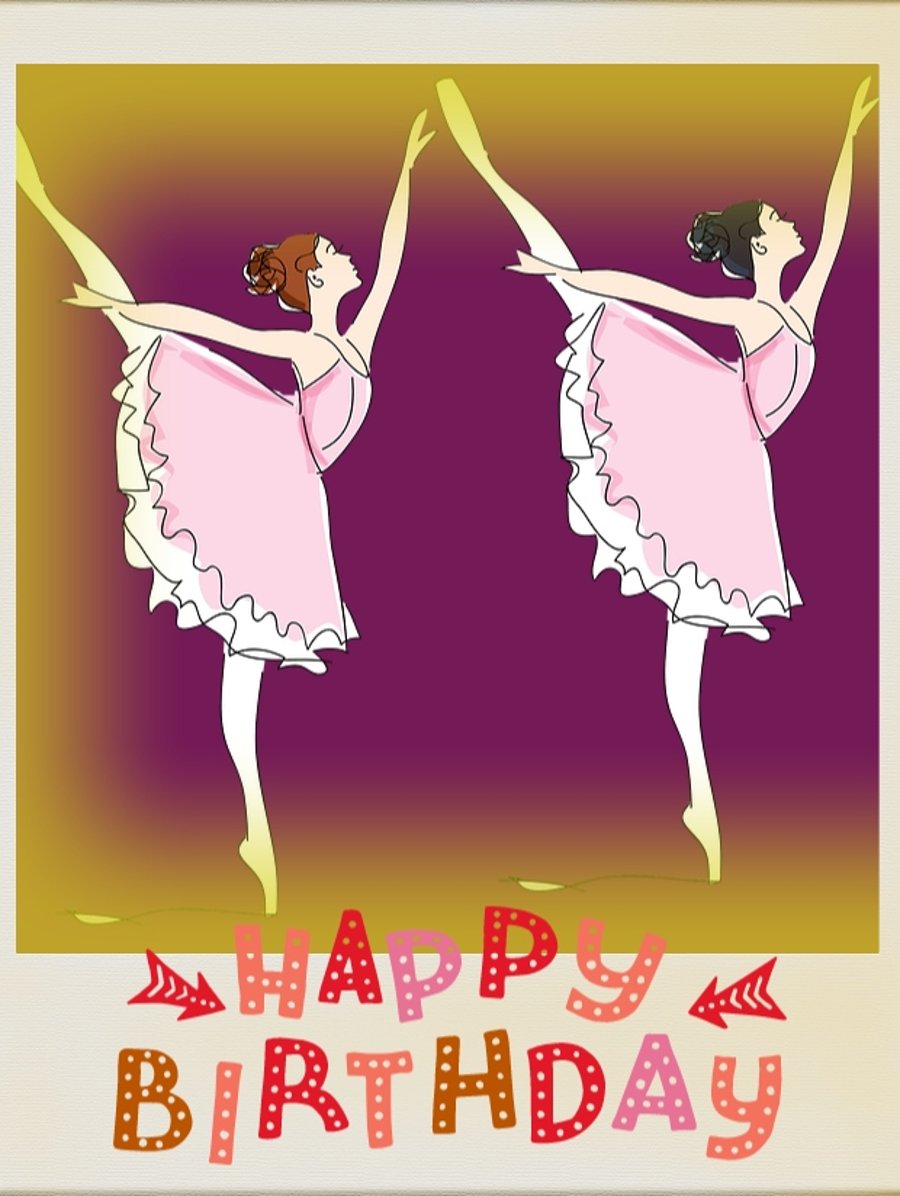 Happy Ballet Dancers Birthday Card A5