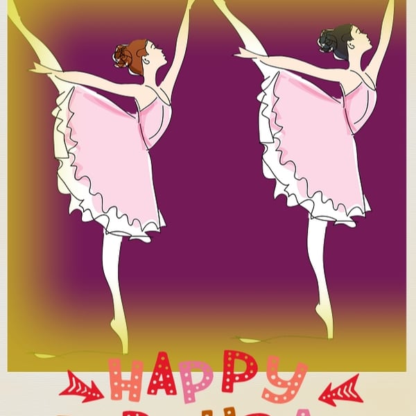 Happy Ballet Dancers Birthday Card A5