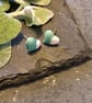 Ceramic heart earrings - green - Image 1
