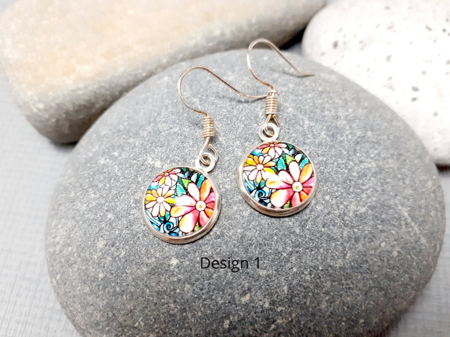 Summer Floral Earrings, Cabochon