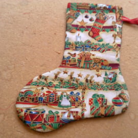 Parcels, toys and holly garland 10.5 inch stocking