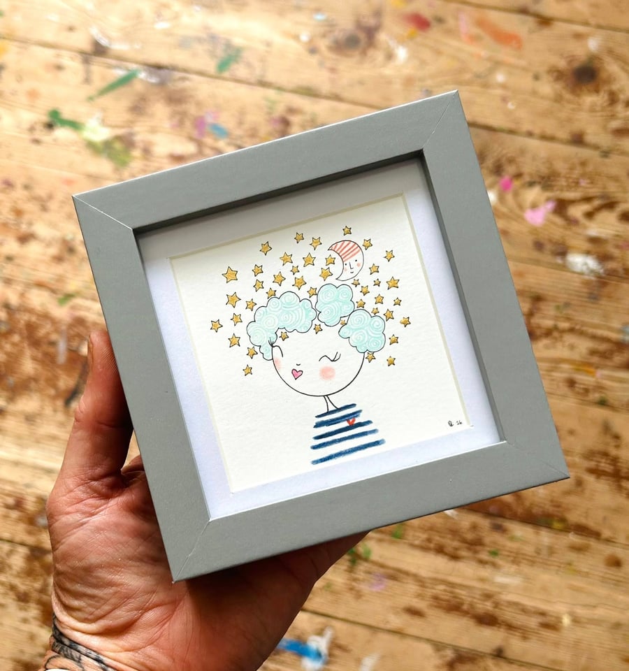 Dreamer - Framed Original Mini Illustration