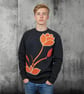 Unisex Black Sweatshirt "Golden Lotus" Edition In Long Sleeves Crew Neckline