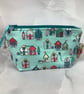 Beach huts makeup bag, Seaside zip bag, 2 size and colour options, Handmade - Image 6
