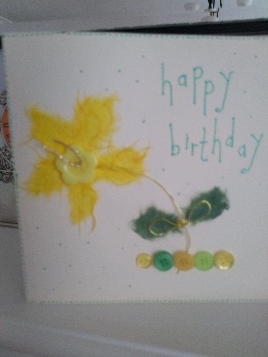 Funky yellow flower birthday card