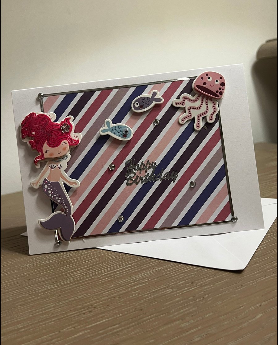 Handmade Mermaid Birthday Card