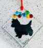 Personalised dog silhouette Christmas decoration -fused glass - Image 2
