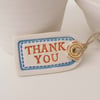 Small ceramic Thank You gift tag decoration with flower