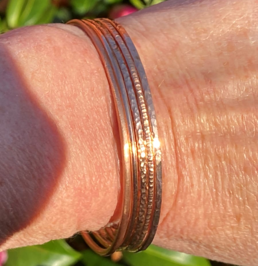 copper bracelet copper bangle thin bangle made to size 7th anniversary gift