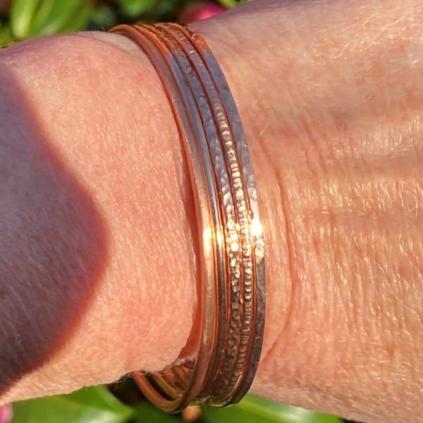 copper bracelet copper bangle thin bangle made to size 7th anniversary gift