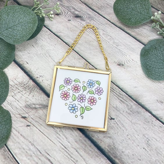 Floral Heart - Original Framed Mini Watercolour Artwork
