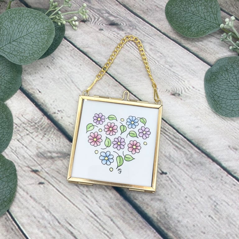Floral Heart - Original Framed Mini Watercolour Artwork