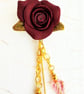 Burgundy Rose Stick Pin Brooch - Image 1