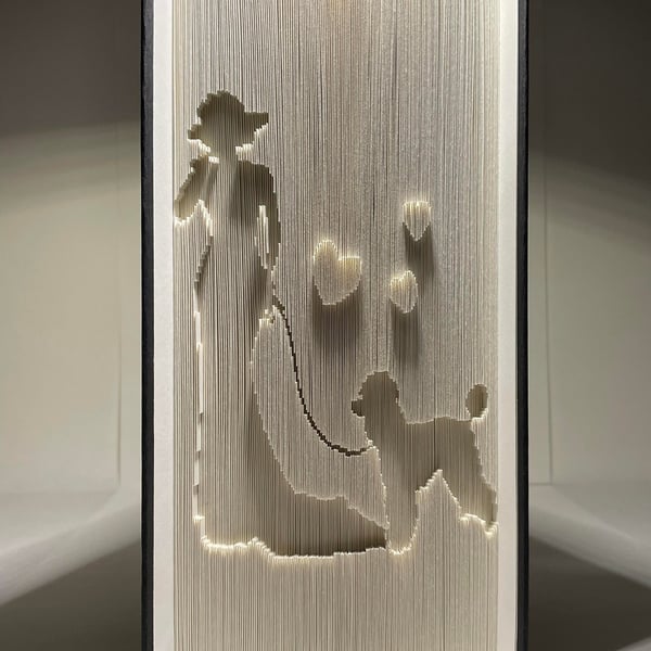 Woman with Poodle 180 multi-layer CUT & FOLD Book Folding Pattern -EMAILED PDF