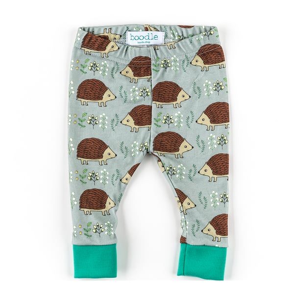 Hedgehog and foliage baby leggings 