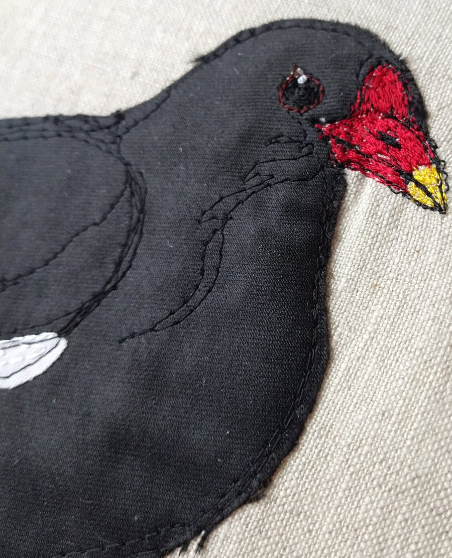 Moorhen Embroidered Portrait