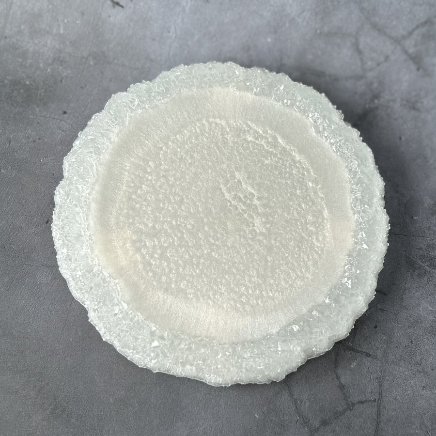 Drusy Edge Resin Tray, Pearl Mist Trinket Dish Geode Style Home Décor