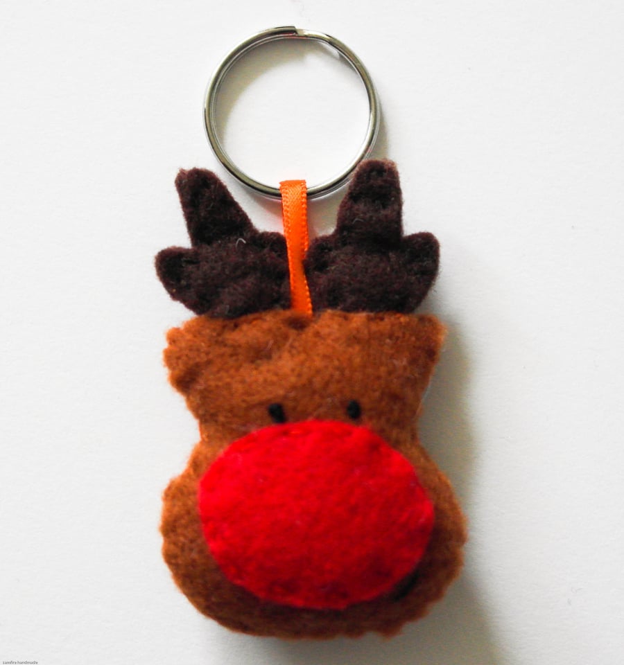 Seconds Sunday Felt Reindeer Keyring, Cute Reindeer Key Ring, Xmas Gift