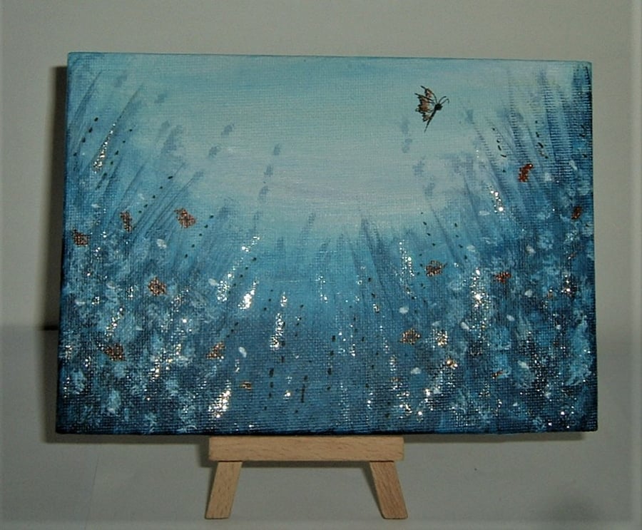 original art fantasy garden glitter painting ( ref F 210)