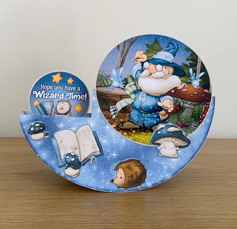 Handmade Gnome Magican Birthday Card. Rocker Card