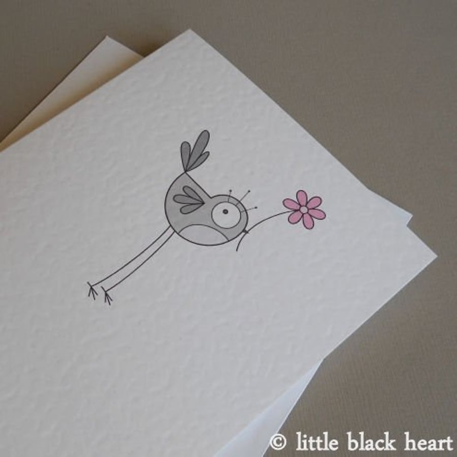 grey bird greetings card