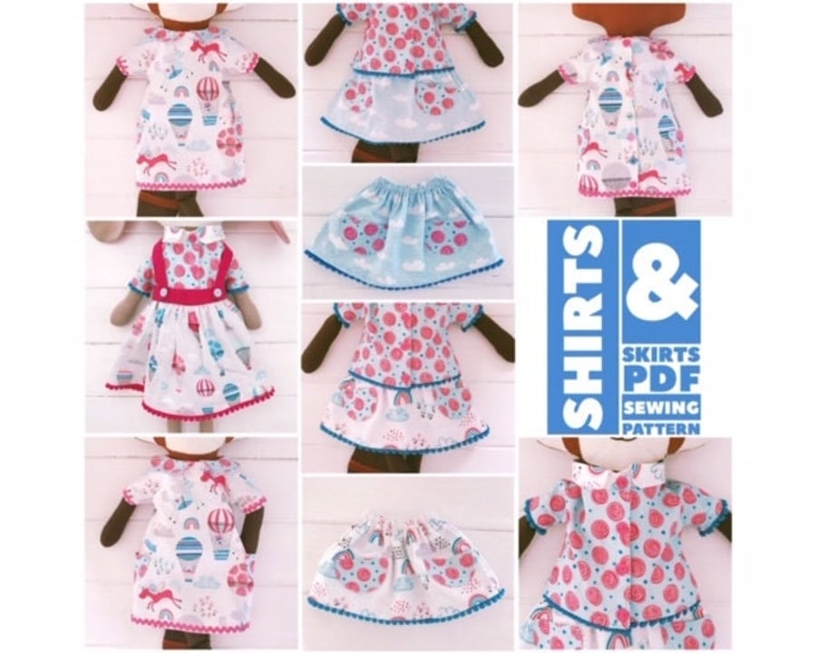  Digital PDF Sewing Pattern & Tutorial for Handmade Girl Cloth Doll Clothes 