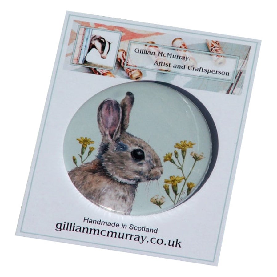 Rabbit pocket mirror - 58mm (2.25 inches) round