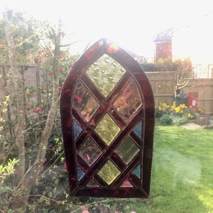 Stained Glass Gothic Window Suncatcher - Handmade Window Decoration 