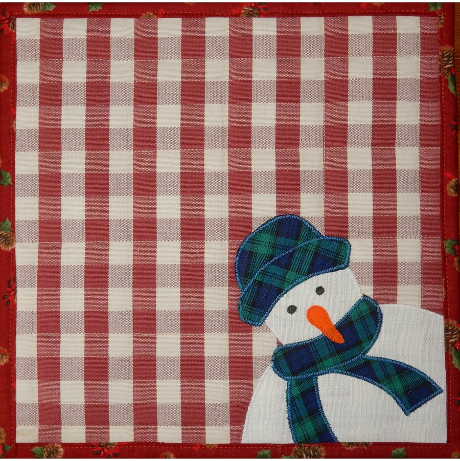 Snowman with blue hat and scarf place mat