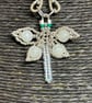 Moonstone Dragonfly handmade wire wrapped and seed bead necklace with Moonstone  - Image 6