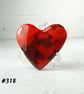 Fused glass red heart pocket hug with stand 5x4.5cm, handcrafted (318)