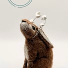 Star and Moon Gazing Hare - needle felt gift - Ostara Easter