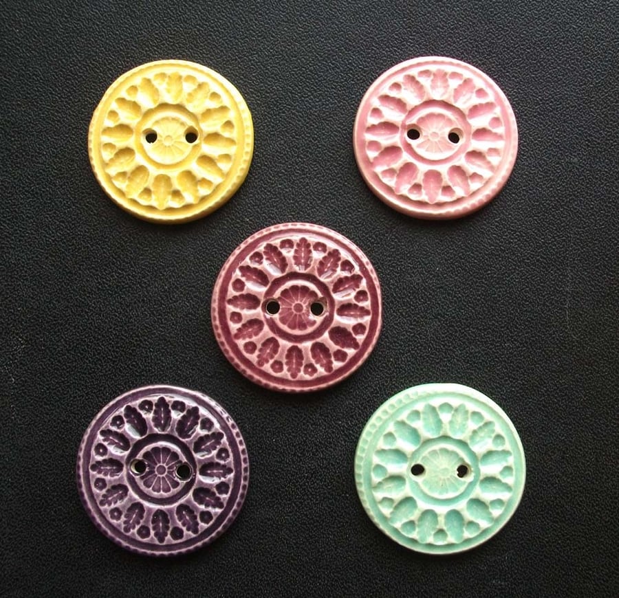 Set of five large  ceramic buttons