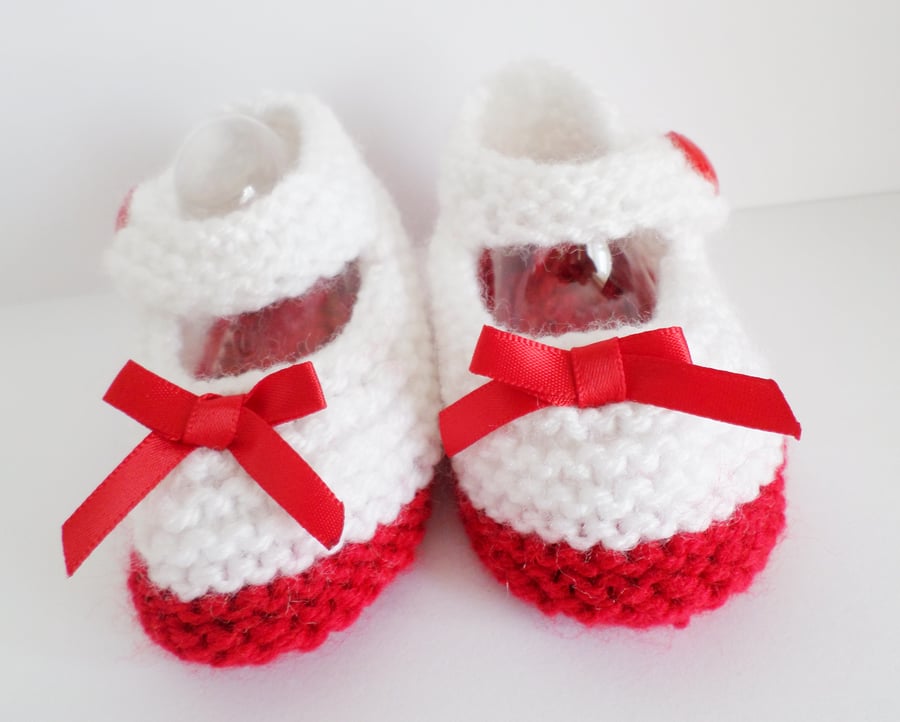 Hand knitted baby booties Mary Jane shoes, Folksy