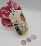 Keyring bag charm, boxed purse pouch in crazy cats fabric.   - Image 5