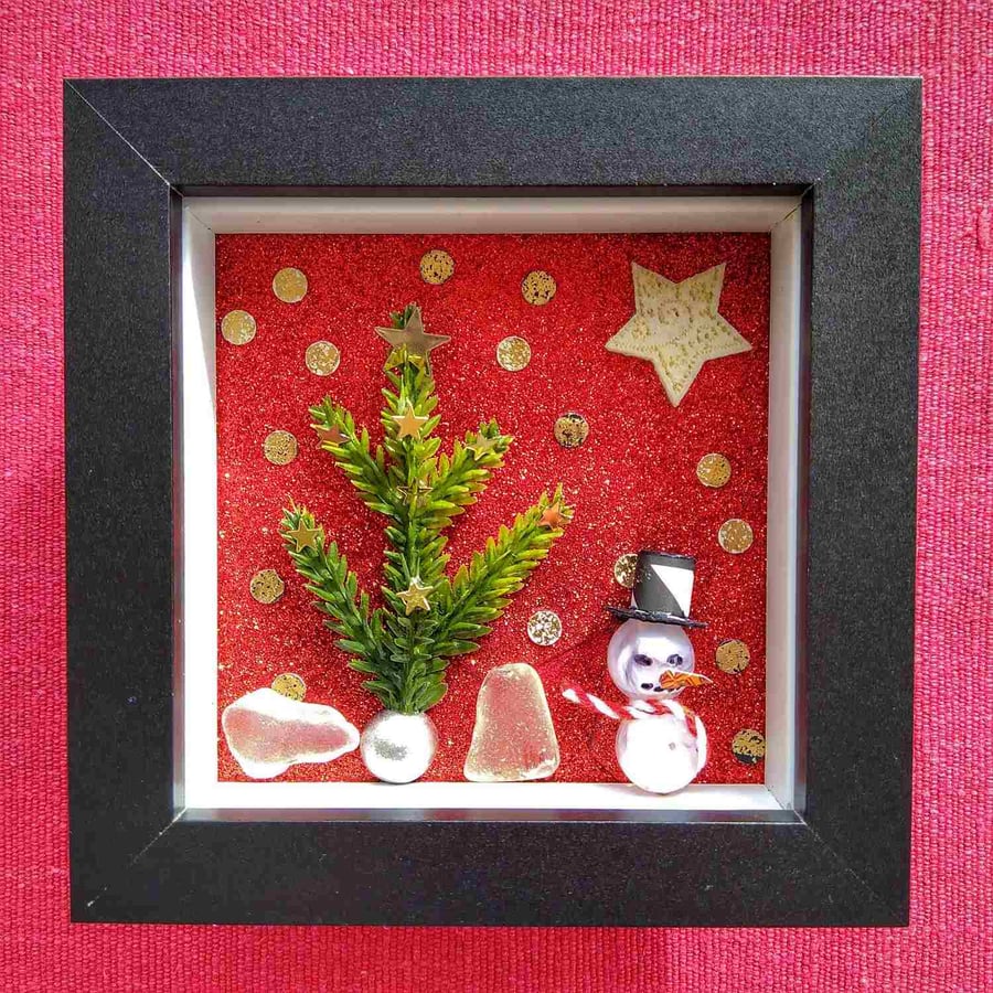 Starry Night Christmas Scene Box Frame Art