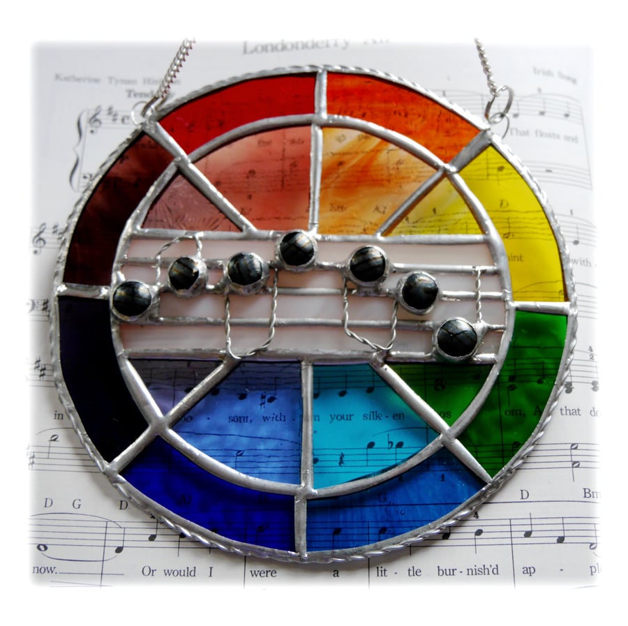 Sing a Rainbow Stained Glass Suncatcher Musical Notes 005
