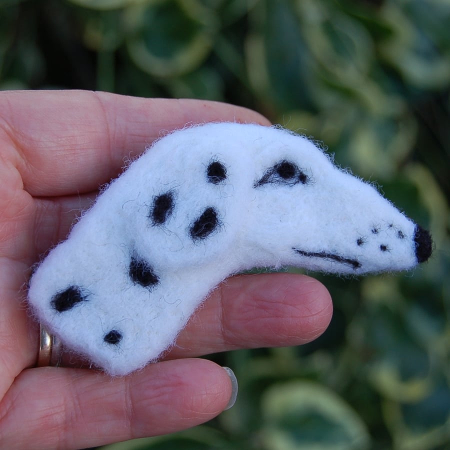 Dalmatian, Needle felt Dalmatian brooch -  ladies jewellery wool badge wool art