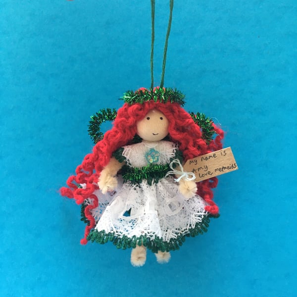 Tiny Red And Green Fairy Doll Decoration, Decorative Fairy 