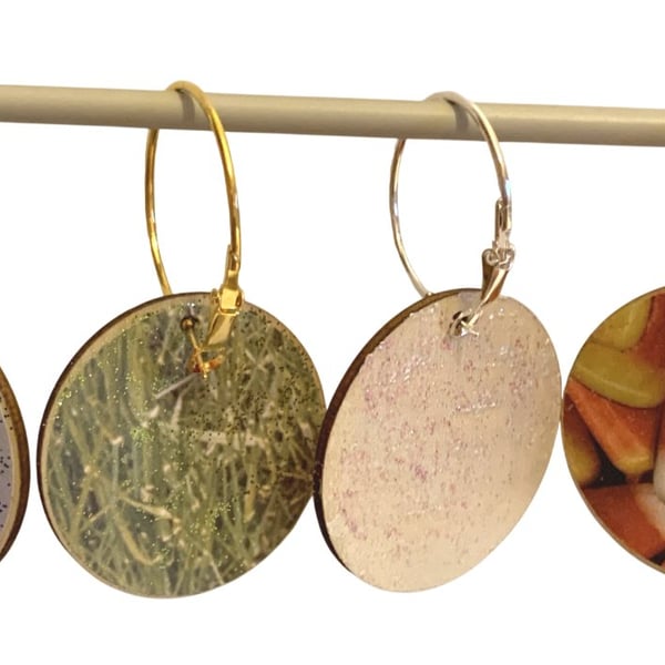 Interchangeable Wooden Earring Charms Decorate your own Hoops with Nature Themes