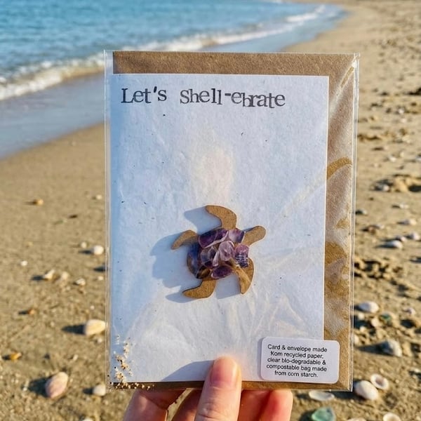 Beach Greetings Card A6 -  Let's Shell-ebrate