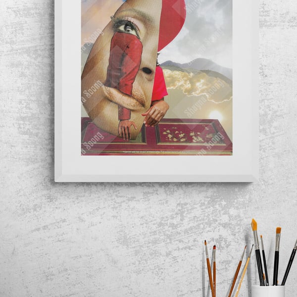 'Open' print of handmade collage