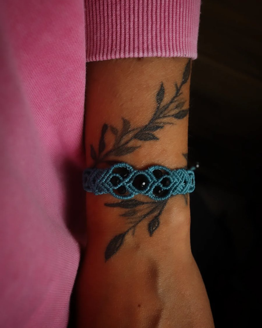 Women's macrame bracelet with natural stones black Tourmaline 