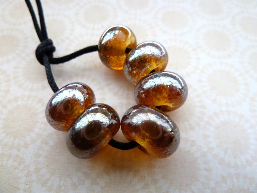 handmade lampwork gold glass beads