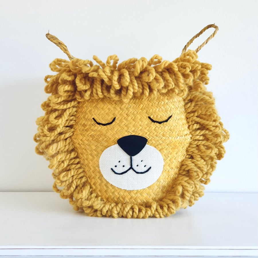 Yellow lion seagrass belly basket storage bin