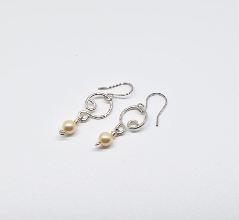 Shell Pearl and Silver Filled Earrings